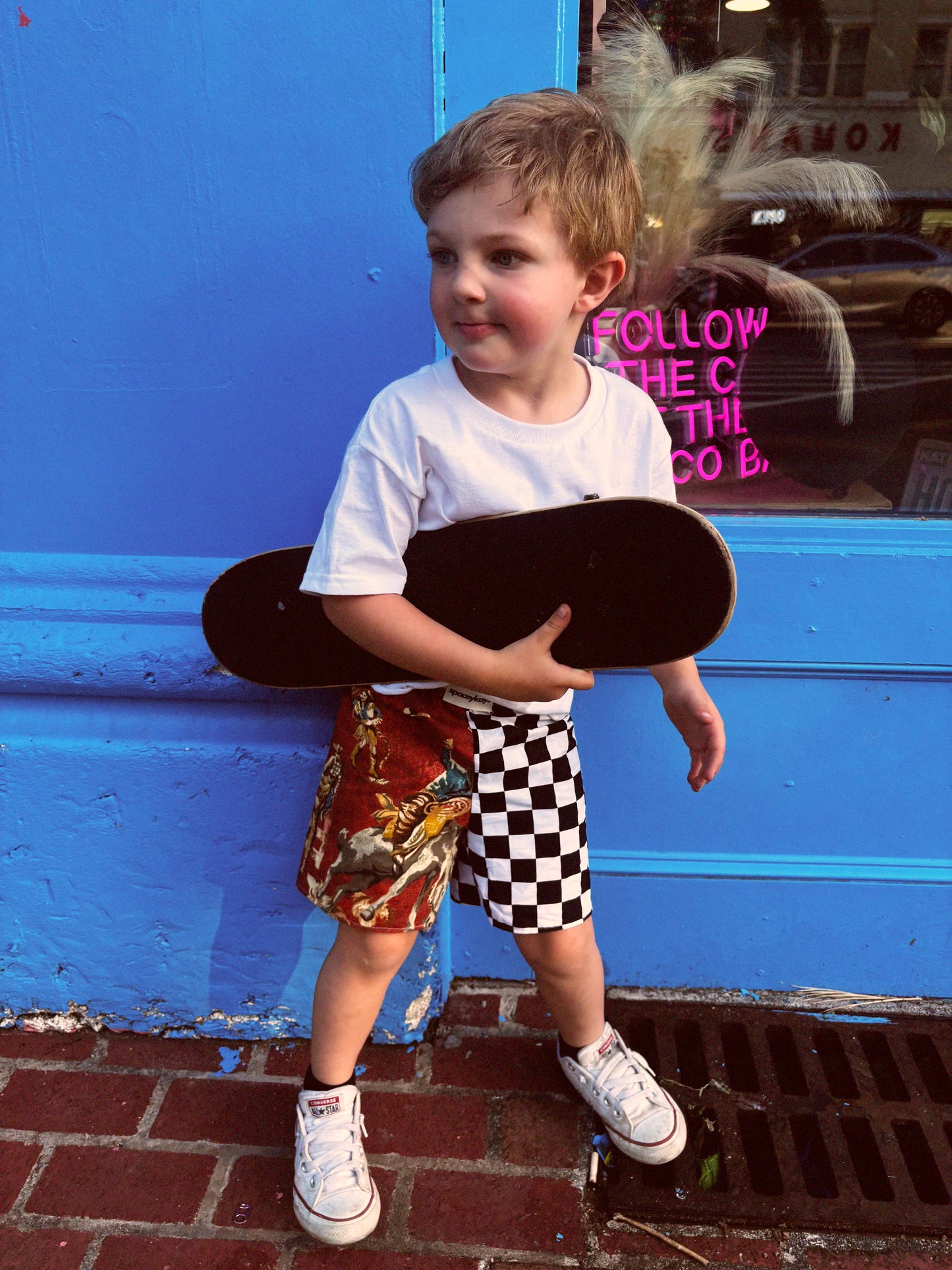 Western + Checkered Toddler Shorts