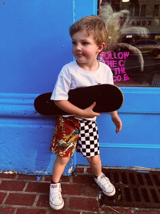Western + Checkered Toddler Shorts